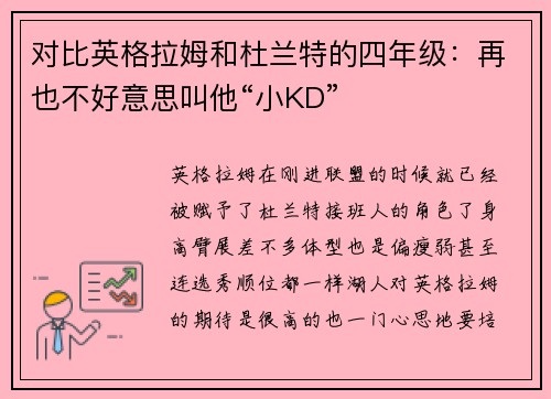对比英格拉姆和杜兰特的四年级：再也不好意思叫他“小KD”